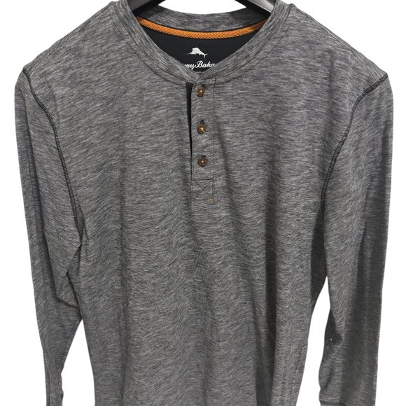 Tommy Bahama 1/4 Button Henley Shirt Men’s Large Gray Long Sleeve 60% Cotton,40 - Picture 1 of 6